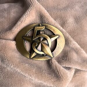 VINTAGE 'Five Star' Western Brassy Gold Solid Cowboy Belt Buckle